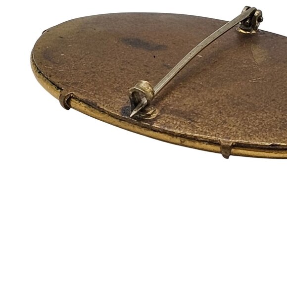 Antique Hand-Painted Porcelain Floral Brooch Victorian C-Clasp Pink Romantic Pin - Picture 6 of 13